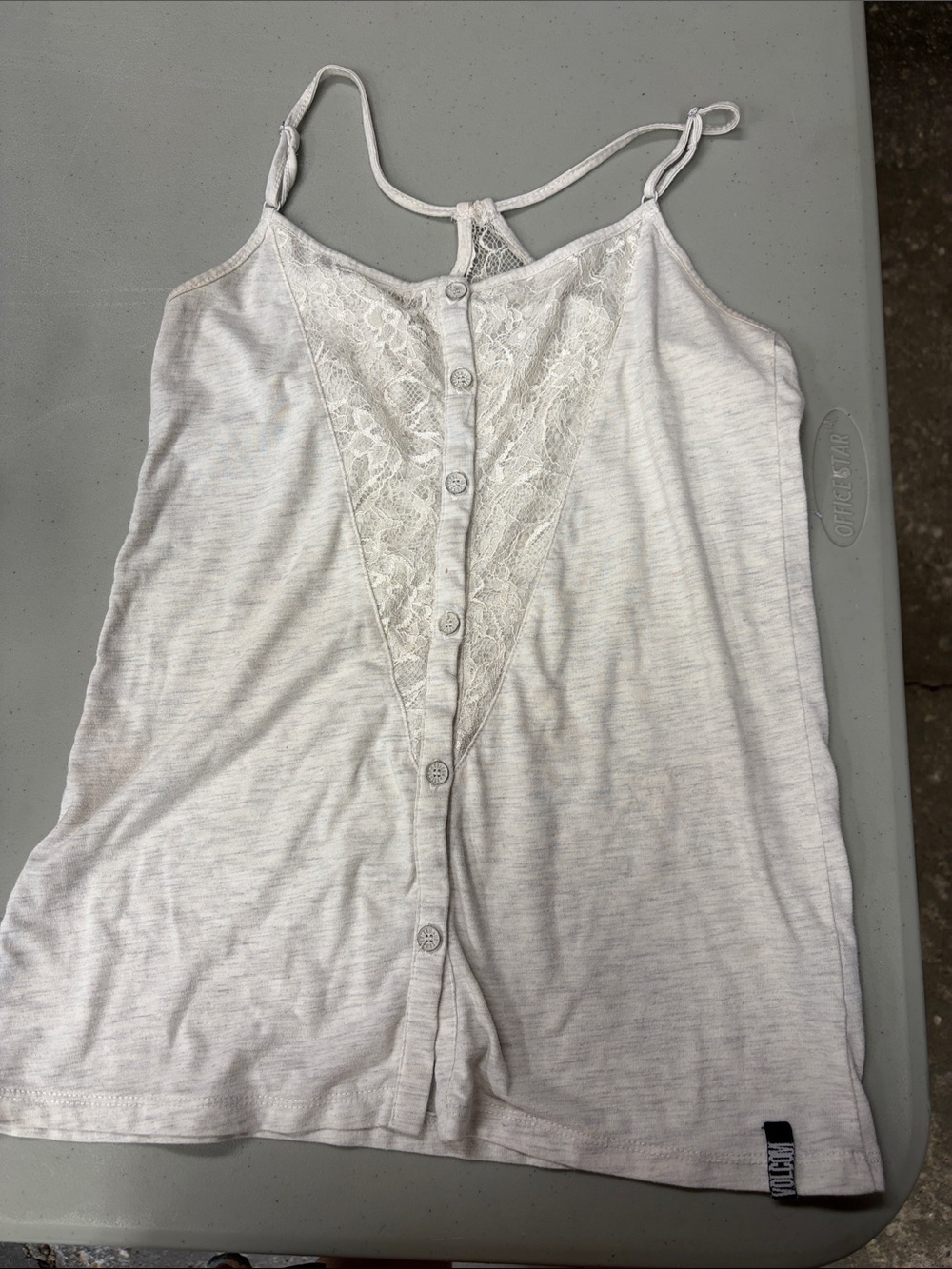 Volcom White Lace-Front Button Cami